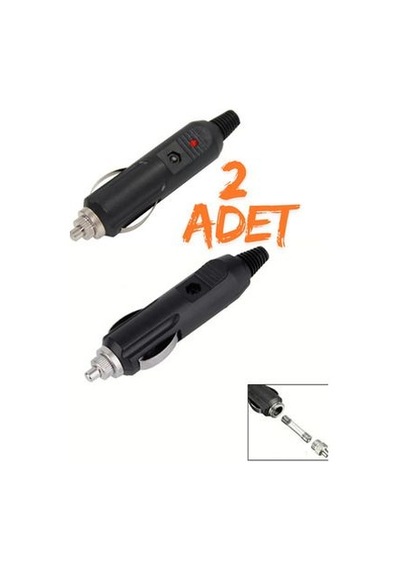 2 Adet Led Işıklı 12 Volt Sigortlalı Seyyar Motorsiklet Otomobil Araç Çakmaklık Fişi Soketi