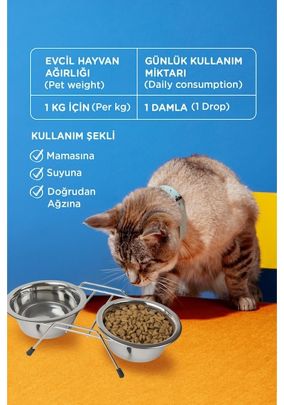 Metapet Kediler İçin 6in1 Multivitamin Damlası Tüy Eklem Glukozamin 50 ML