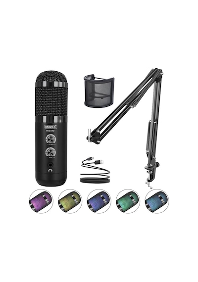 Midex Regard Rgb Set Usb Ekholu Oyuncu Ve Yayıncı Mikrofonu Kayıt Gaming Tiktok Twitch Canlı Yayın Discord Youtube