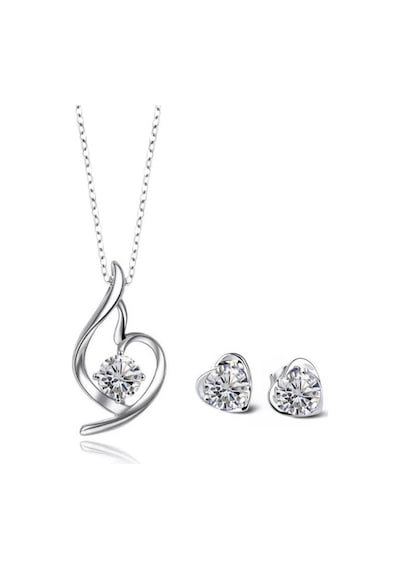 Brezza Lusso Jewelry Enesstore Gümüş Melek Kalbi Taşlı Kadın Kolye Küpe Set