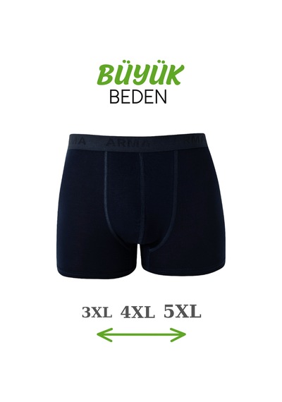 Arma Yıldız Bambu Erkek Büyük Beden Boxer Lacivert 10'lu Paket-lacivert