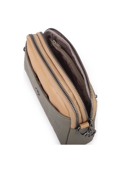 Nas Bag Kadın Mini Şık Çapraz Çanta Yeşil Camel Gofraj Yeşil - Nut