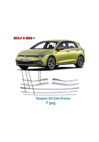 Vw Golf 8 Ön Tampon Alt Çıta Nikelajı 2020 Sonrası 7 Prç P.Çelik N11.2599