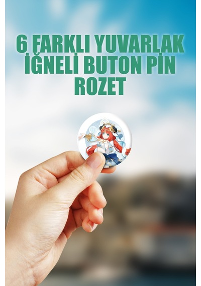 Nilou Genshin İmpact Çanta Süsü Rozet İğneli Buton Rozet Seti 6 Adet Çok Renkli