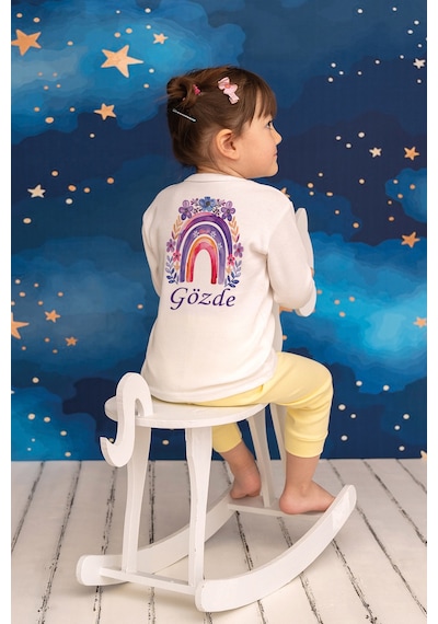 Pia Baby İsme Özel Erkek Çocuk 2 Adet Pijama Takımı %100 Pamuk Penye İsim Baskılı Kişiye Özel Kreş Pijaması Hediye Seti 10598p15pi Krem