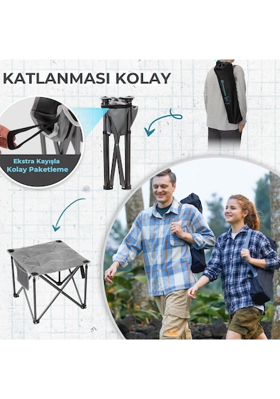 Fundango Cozy Stool Plus Ultra Konforlu Destekli Katlanır Tabure Grey Gri