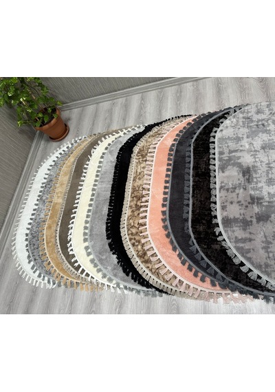 My Evilla Modern Dekoratif Örgü Saçaklı Simirna Peluş Halı Yolluk 001