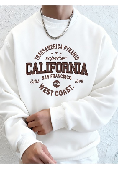 Startmore Startmorecalifornia West Coast Prints Erkek Kapüşonlular Sonbahar Gevşek Tişörtü Hip Hop Bisiklet Yaka Beyaz