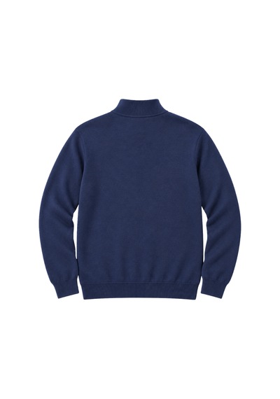 Battalmoda Erkek Büyük Beden İndigo Fermuarlı Dik Yaka Pamuklu Kazak 3xl-4xl-5xl-6xl