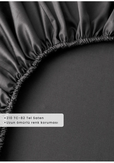 Bella Maison Premium Tencel King Size Lastikli Saten Çarşaf Antrasit 180x200x35 Cm Antrasit