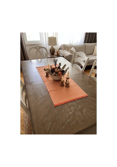 Turuncu Pötikare Dantelli Masa Örtüsü Runner 85x47 Cm - Retro Mutfak Ve Salon Dekoru
