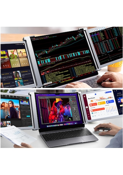 Npo Npm20 30 MS 60 Hz 15.4" FHD 1080p Ips Type-c Taşınabilir Dizüstü 2'li Monitör Çoklayıcı Notebook Monitör