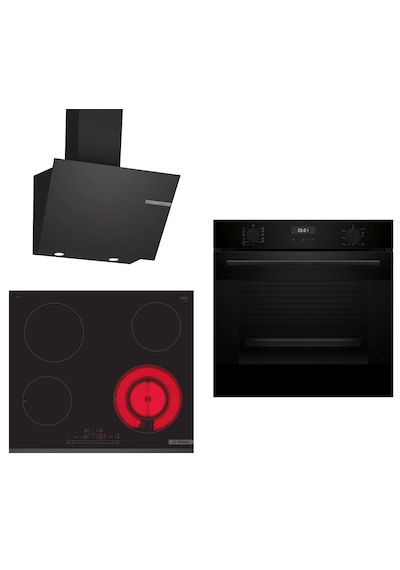 Bosch HUA717BA0T - PKF631FP2E - DWK66PJ60T Elektrikli Ocaklı Siyah 3 Lü Ankastre Set 663