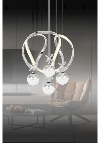 Eray Aydınlatma 1688-50 Kr 4 Toplu Krom Led Avize Krom