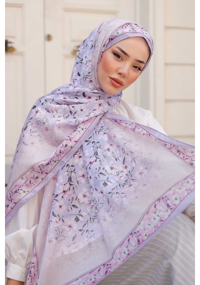 Mimiyum Lemon Flower Nayf İpek Şal - Lila