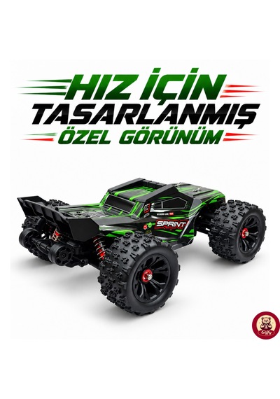 Oyuncak 2.4 Ghz Uzaktan Kumandalı Rc Arazi Arabası 40 Km/sa Hız 4x4 Çekiş Metal Şase Rc390 Motor Şarjlı Led Işıklı Gaz Ve Direksiyon Hassasiyetli Yeşil