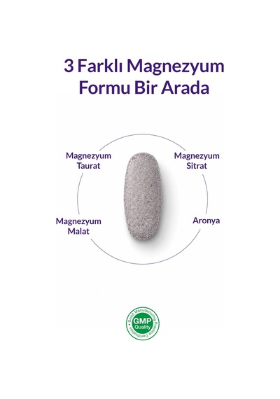 Aroxir Magnesium Support Günlük Destek Aronya Ve Magnezyum Taurat, Sitrat, Malat 60 Tablet