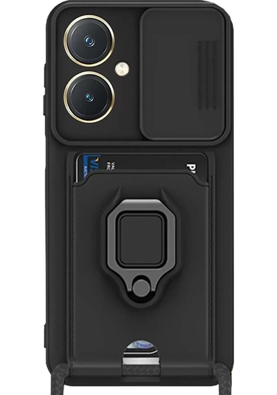 Newface Vivo Y27 Kılıf Zuma Kartvizitli Yüzüklü Silikon - Siyah