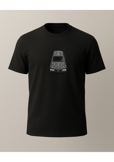 Etnik W124 Baskılı T-shirt Siyah