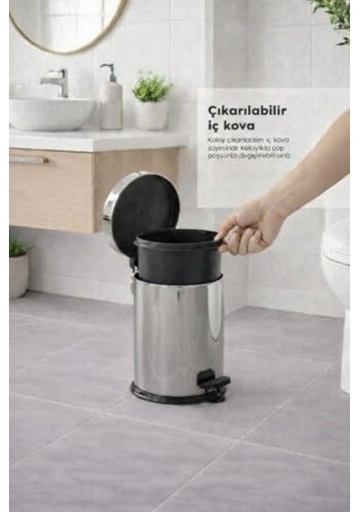 Krom Pedallı Çöp Kovası 3 Lt Eko 6998