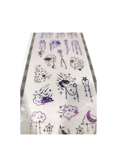 Şeffaf Renkli Sticker 7x17 Cm - Ay Bulut Tarot Çok Renkli