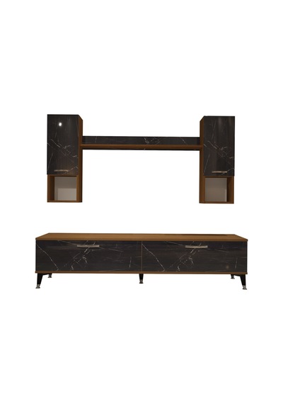 Decoraktiv Eko 5da Mdf Std Silver Tv Ünitesi Tv Sehpası Ceviz - Siyah Mermer