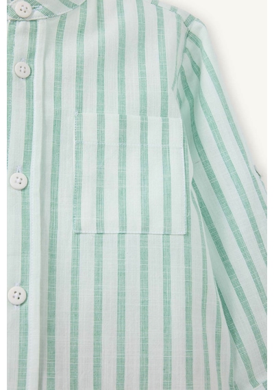 Defacto Erkek Bebek Poplin 2li Takım Çizgili Gömlek Pantolon G7103a526spgn391 Yeşil-gn391