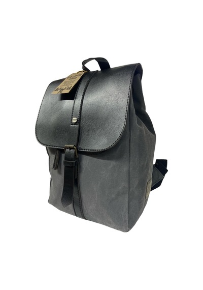 Old Cotton Cargo Vintage Kanvas Tek Bölmeli Büzgülü Kapaklı Disayn Gezi Kamp Okul Günlük Sırt Çantası 24x35cm Gri