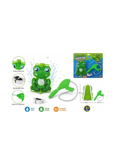 Sırt Çantalı Su Tabancası Pompalı Özel Hazneli Su Tüfeği 1000 Ml Frogy Water Gun Su Tabancası