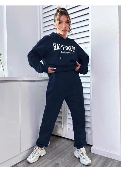 Happiness Eşofman Takımı Sweatshirt Jogger - Lacivert Baskılı Oversize Şardonlu Kapüşonlu Lacivert Happiness Eşofman Takımı Sweatshirt Jogger - Lacivert Baskılı Oversize Şardonlu Kapüşonlu Lacivert