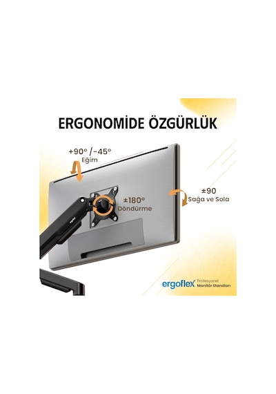 Ergoflex Ef X8 Siyah 17-32inch  Amortisörlü 2-9 Kg Monitör Standı 2026 Versiyon