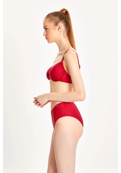 Too Salty Swimwear Kadın Büzgülü Balenli Toparlayıcı Yüksek Bel Bikini Takımı 24s101st Kırmızı