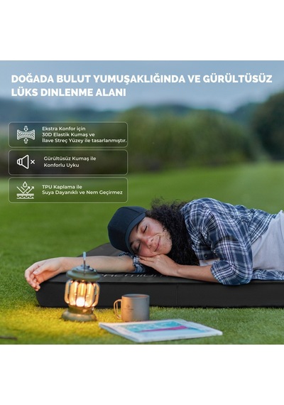 Kingcamp Premium Single Şişme Mat R-değeri 7.5 Siyah