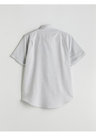 Lcwaıkıkı Classic Gri Regular Fit Kısa Kollu Armürlü Erkek Gömlek