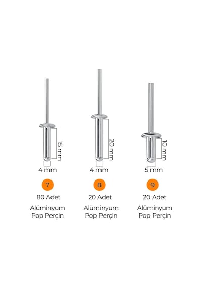 Toko Hobi-4 Alüminyum Pop Perçin Seti 411 Parça 13 Çeşit Organizer Takım Çantalı