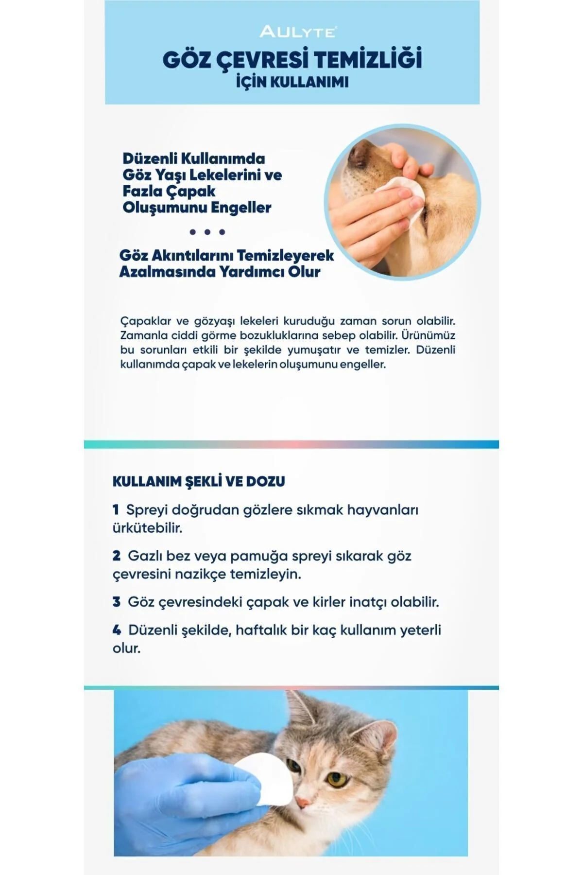Kedi Köpek Göz, Kulak, Çene, Ağız Bakım Spreyi 1 Lt