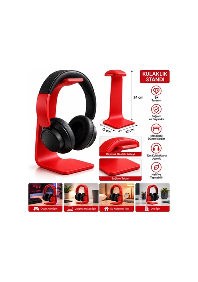 Kulaklık Standı 24 Cm Qtop Q-1542 Kırmızı