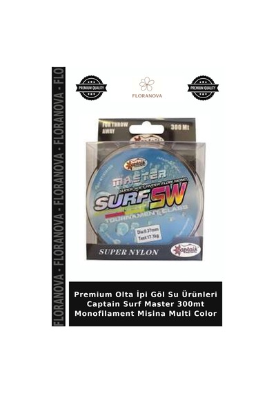 Premium Olta İpi Göl Su Ürünleri Captain Surf Master 300mt Monofilament Misina Multi Color 0.37 Mm