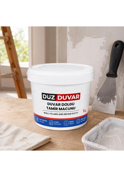 Tr 4'lü Duvar Tamir Seti Beyaz 1000 Gr Dolgu Tamir Macunu + 2 Adet Plastik Spatula + Kübik Zımpara 0.25 KG