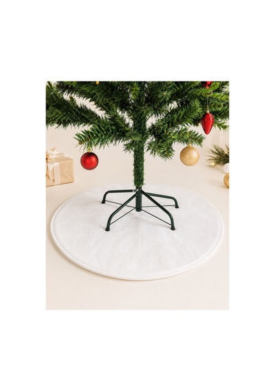 Toscana Peluş Kumaştan 70x70 Cm Kaydırmaz Tabanlı İthal Dekoratif Peluş Halı Beyaz Beyaz