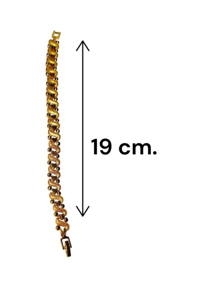 22 Ayar Altın Kaplama S Model Sıralı Dorika Detaylı Bileklik - 19 Cm Gold