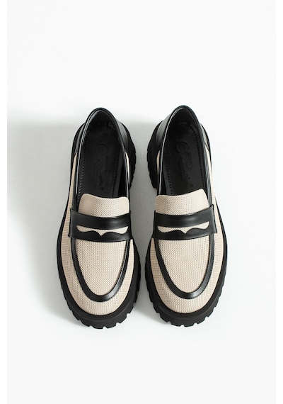 Kadın Yüksek Taban Günlük Loafer Vela - Bej Ve Siyah Bej Ve Siyah