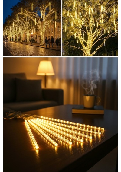 10'lu 45 Cm Plastik Meteor Led Usb 2m Kablo Sarı Renk Ağaç Işığı Renk Değiştiren Asmalı Dekoratif Bahçe V Diğer