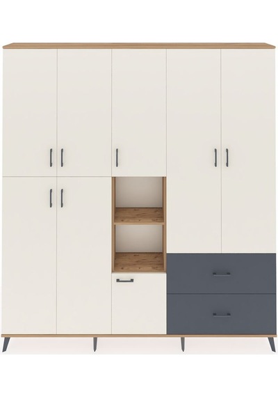 Arges Dolap 12 Raflı 2 Çekmeceli Tek Askılı 220x30x243 Çam-aytaşı/antrasit Aytası/antrasıt Arges Dolap 12 Raflı 2 Çekmeceli Tek Askılı 220x30x243 Çam-aytaşı/antrasit Aytası/antrasıt