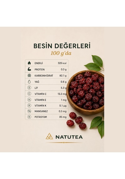 Natutea Turna Yemişi Cranberry 1 Kg Kuru Meyve