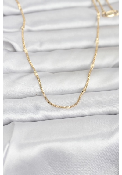 Cm 14k Gold Renk Lazer Puntalı Model 60 Cm Kadın Kolye Diğer