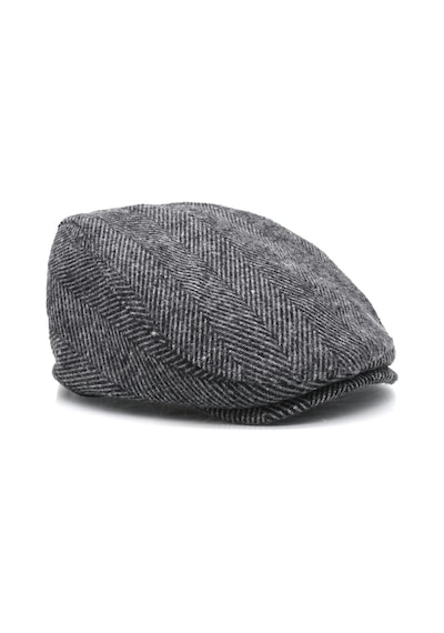 Külah Erkek Kasket Balıksırtı Flat Cap Termal Yün Şapka-Füme-Füme-Standart