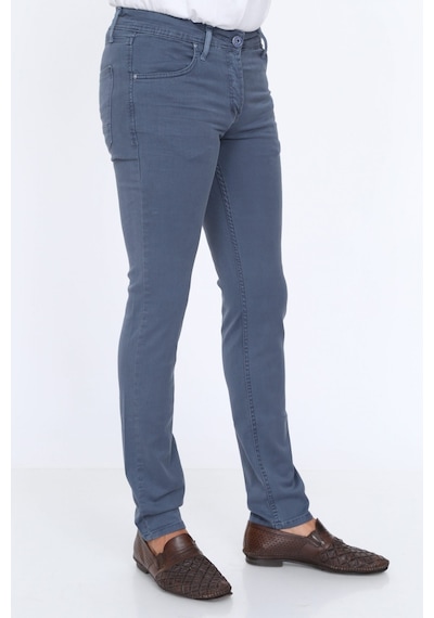 Digital Jeans Dar Kesim Erkek Likralı Açık Gri Kot Pant Petrol Mavi Açık Gri