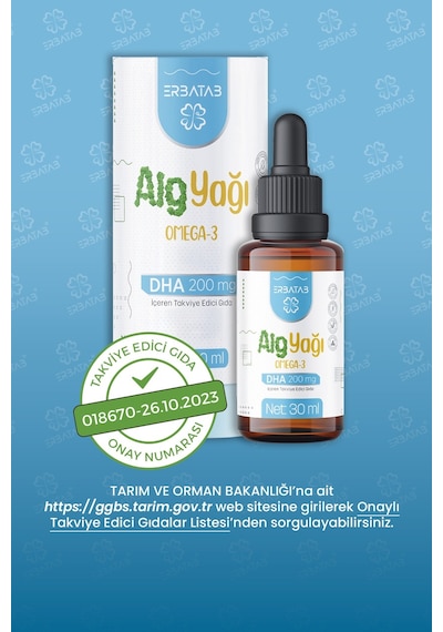 Erbatab Alg Yağı Omega3 30 ML