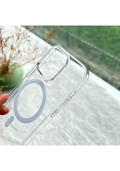 Apple Uyumlu iPhone 15 Sararmaz Magsafe Sert Şeffaf Kılıf